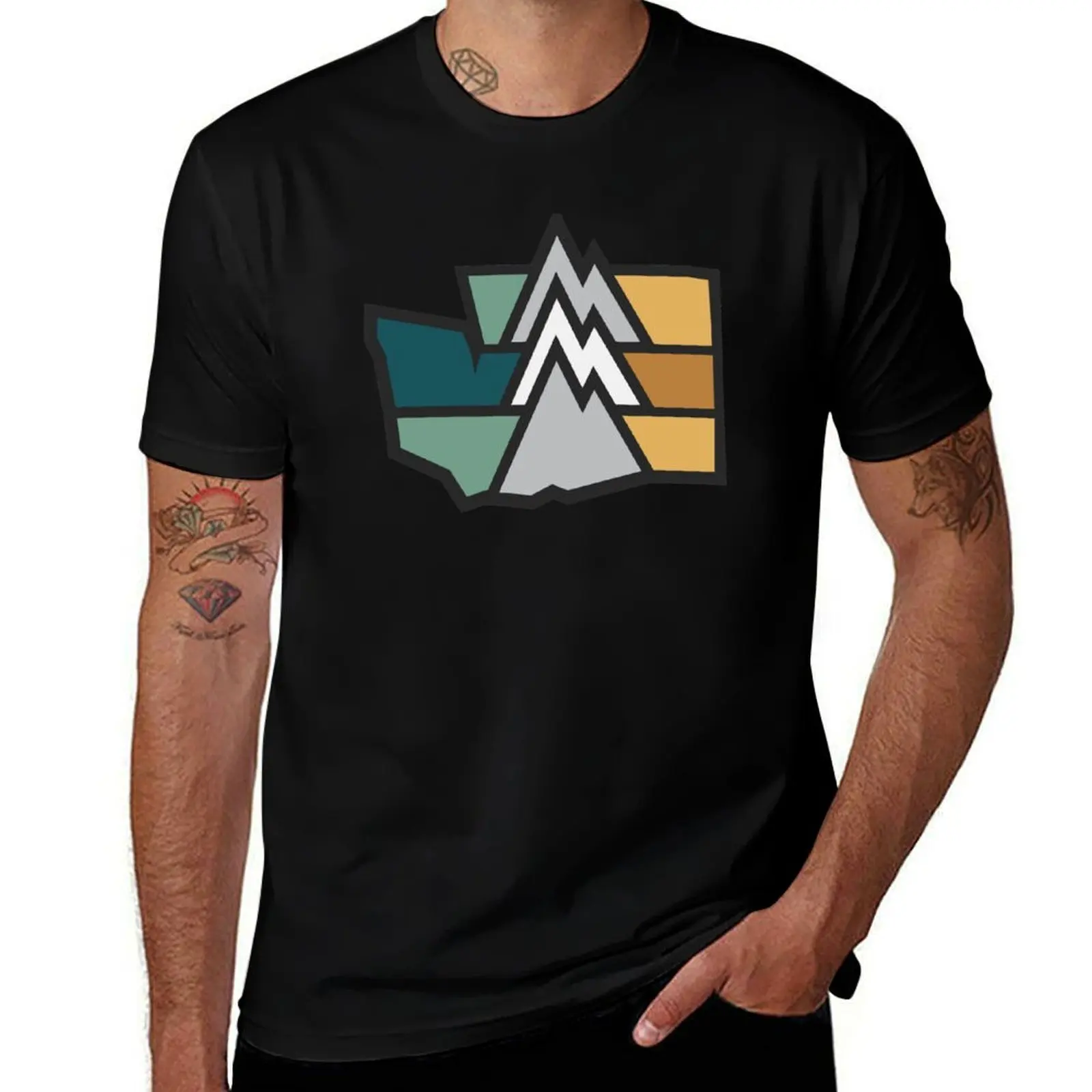 Washington Mountains T-Shirt Graphic Print Short Sleeve T-Shirt