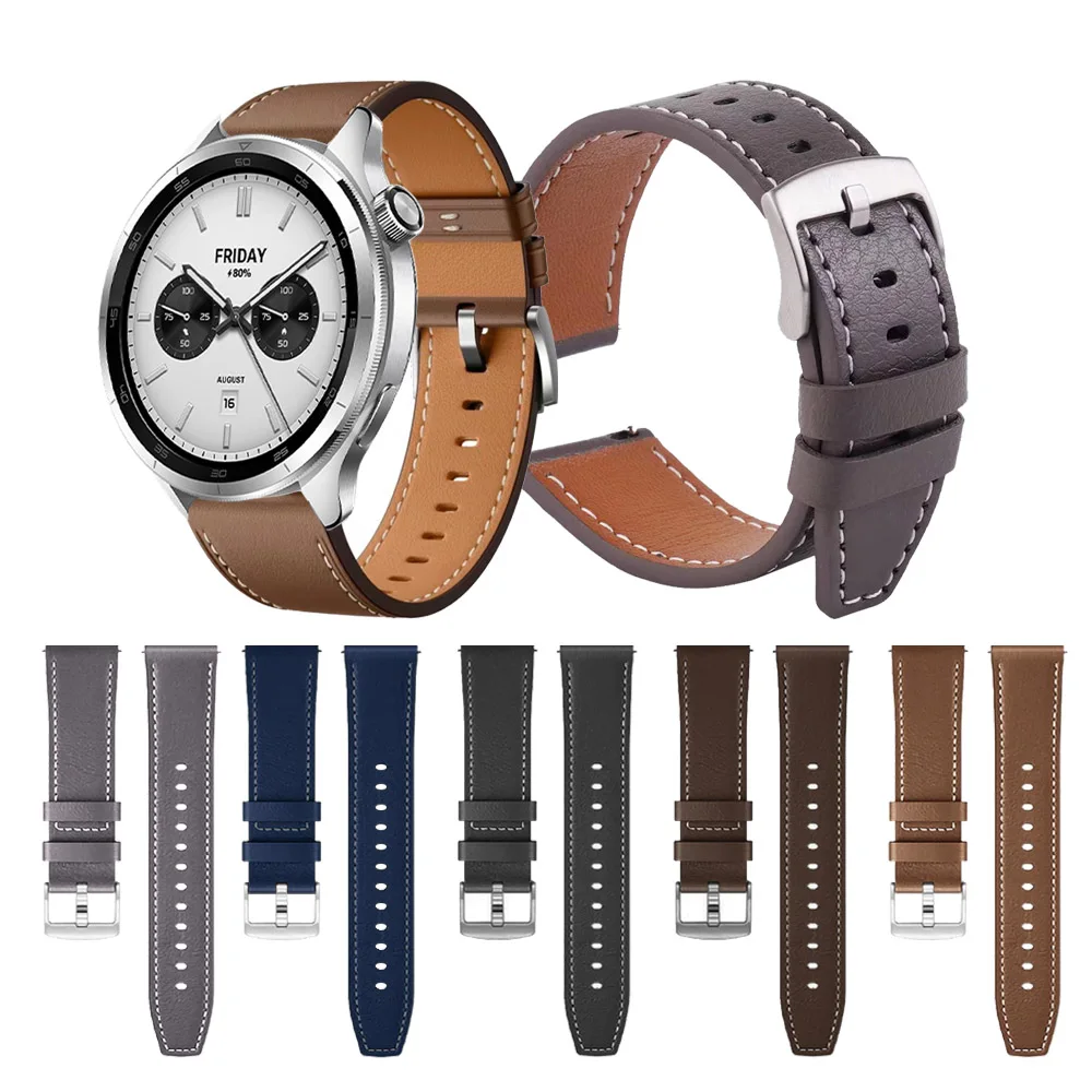 22mm Leather Strap for Xiaomi Watch S4/S3/S2 46mm 42mm/Watch S1 Pro Active Band Xiaomi Watch color 2 Bracelet Replacement Correa