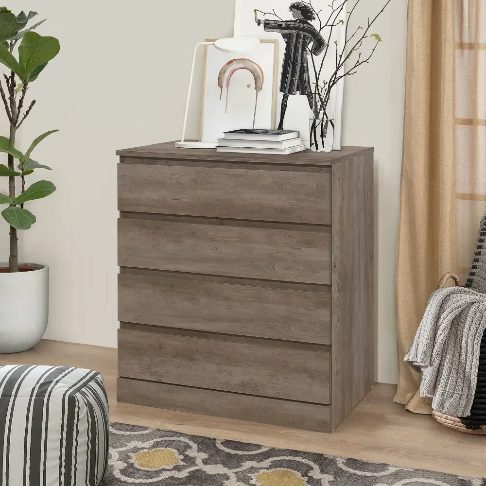 4-Drawer Dresser, Gray Oak