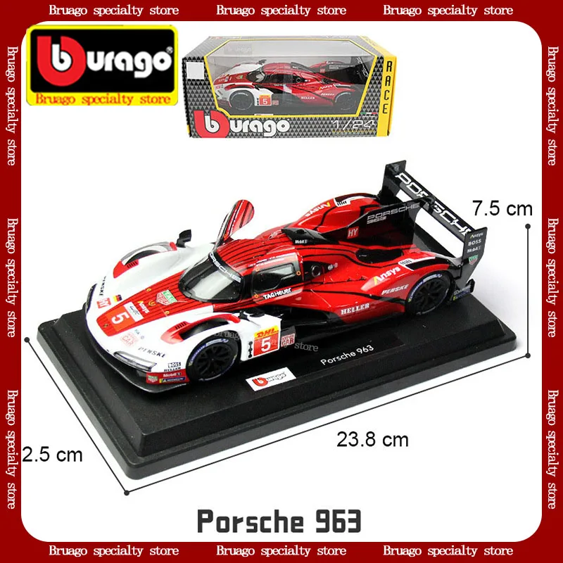 Bruago 1:24 Porsche 911 Rsr White Static Die Cast Alloy Car Model Lm Series Decoration Collection Model Male Car Toy Gift