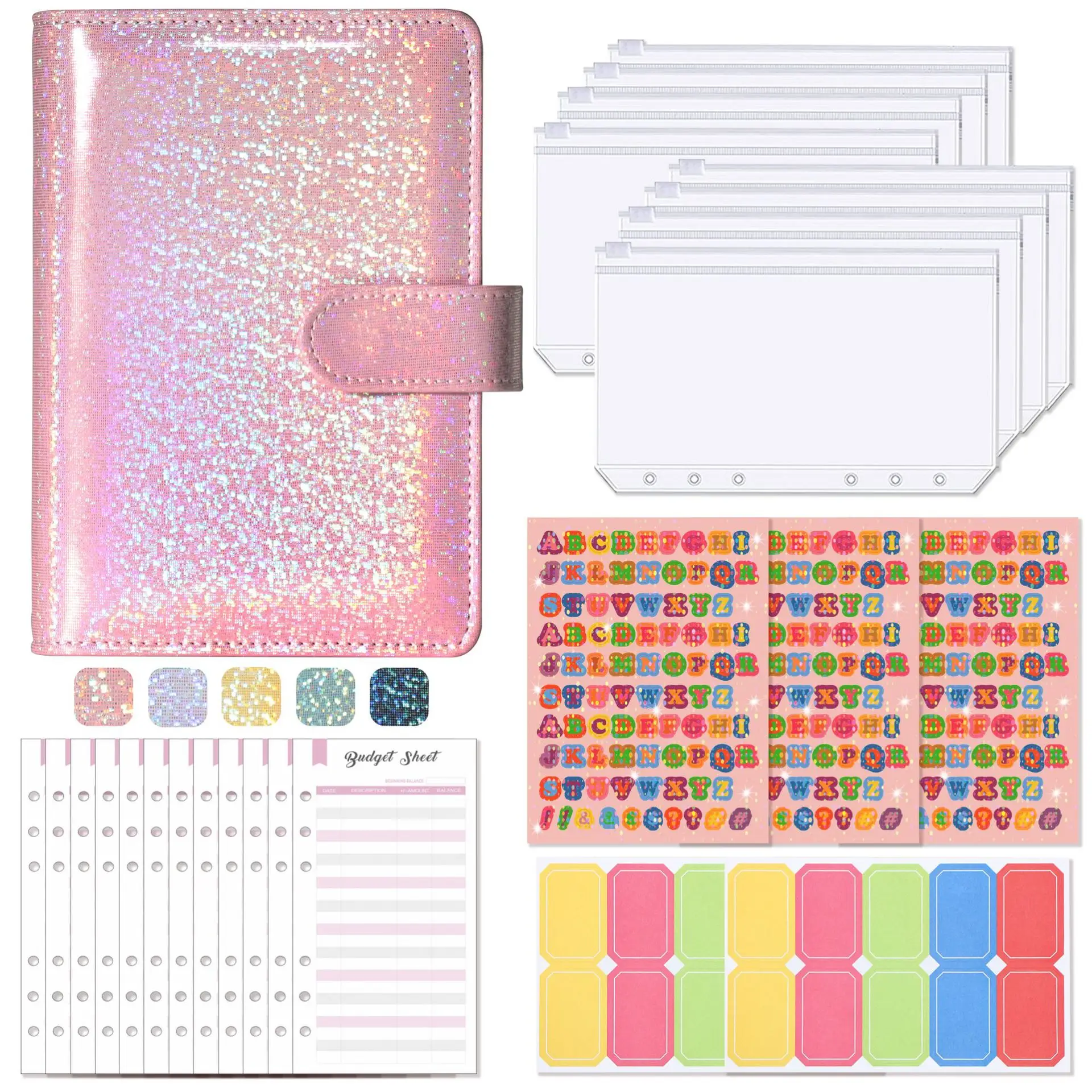 A6 Money Budget Planner Binder With Zipper Envelopes, Cash Envelopes For Budgeting, Money Organizer For A6 Cash Budget Binde