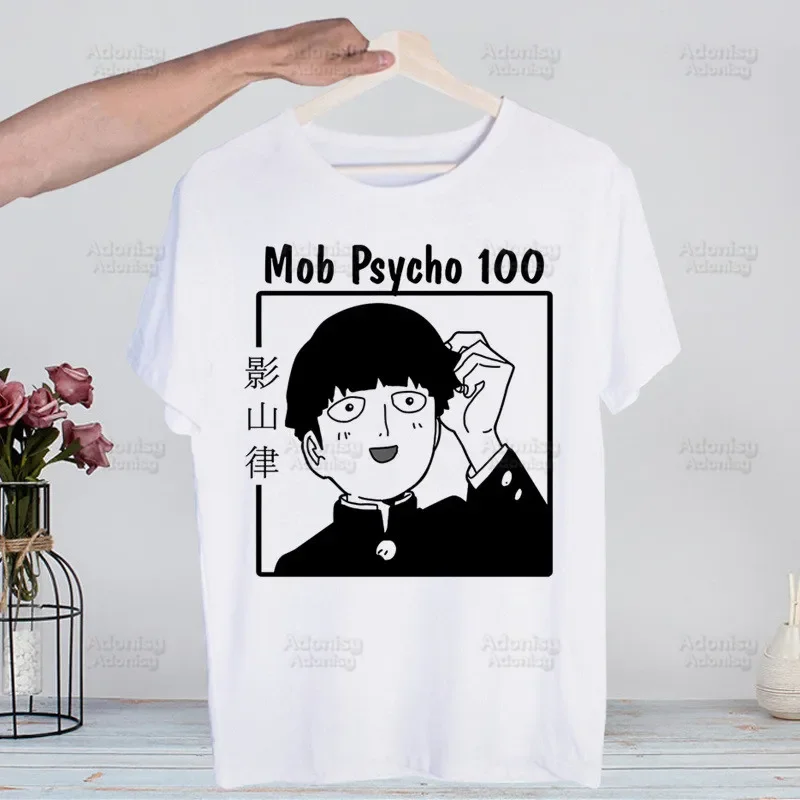 Mob Psycho 100 T Shirt Men Retro Tops Tees Harajuku One Anime Manga Shigeo Kageyama Tshirt Streetwear Hip Hop Male T-shirts