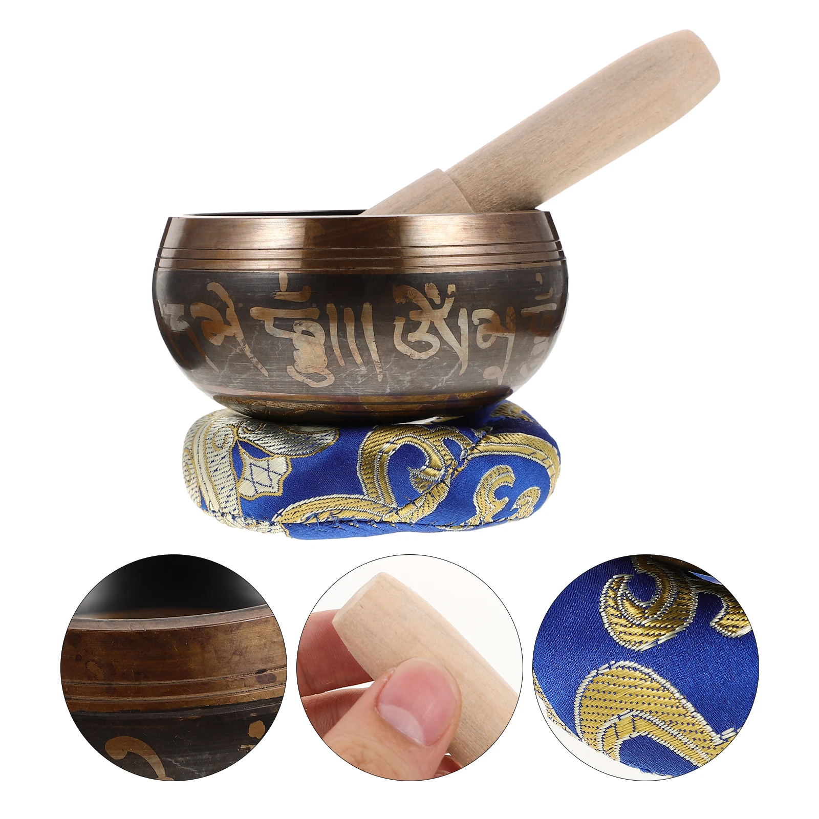 

Buddha Sound Bowl Authentic Singing Chanting Music Decorative Prayer Yoga Wood Copper Small