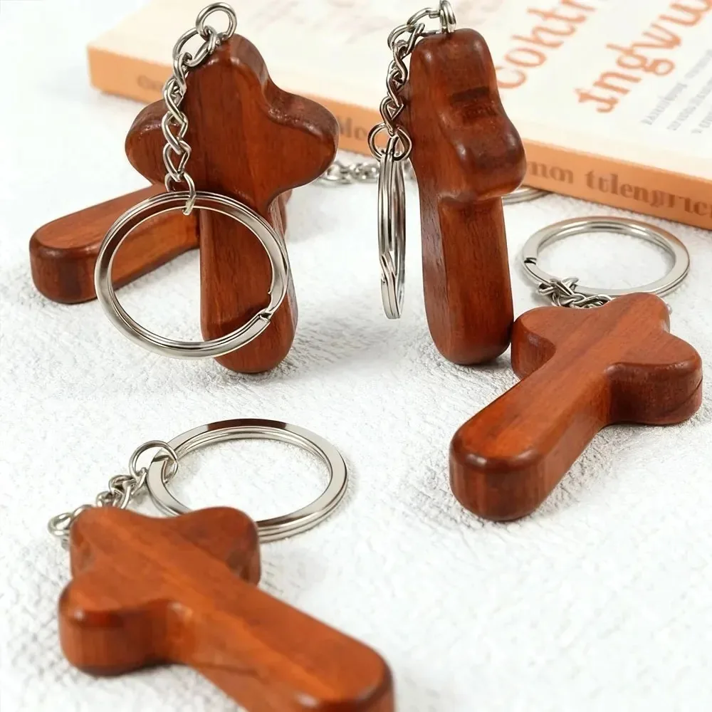 Personalisierter Holz-Schlüsselanhänger mit Eigenem Logo und Namen, Kreuz-Design, Taschenanhänger, Schlüsselring für Auto und Motorrad, Individuelles Dekorationsgeschenk – Detail 4