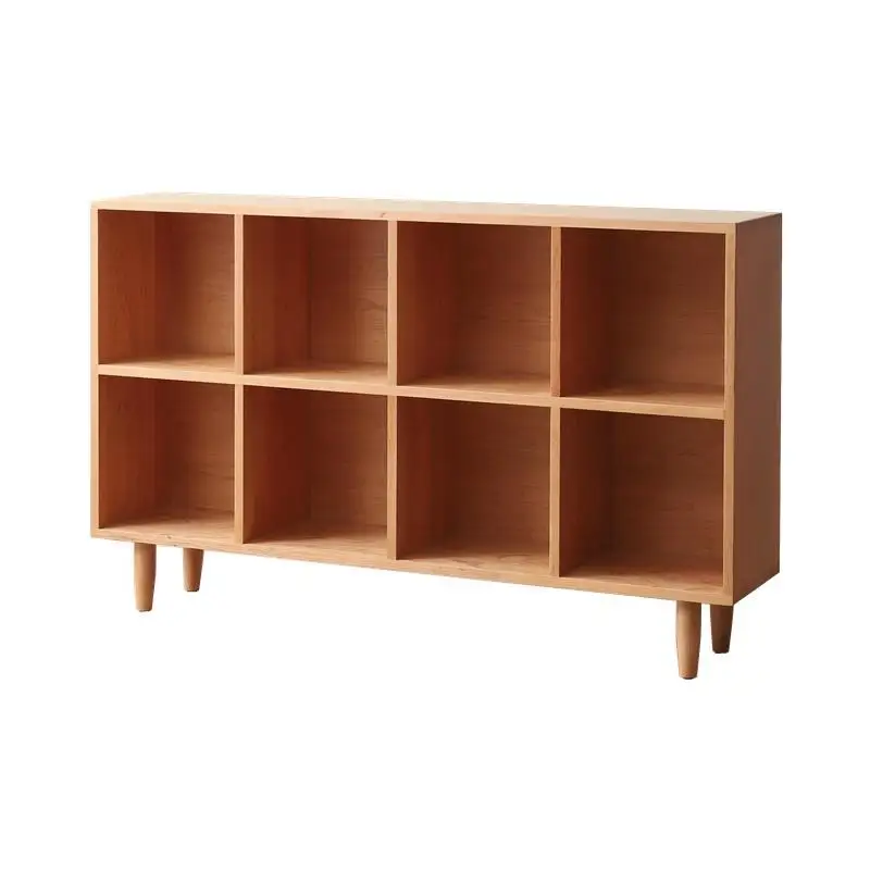solid wood bookshelf cherry wood floor-to-ceiling bookcase simple lattice cabinet oak shelf storage display