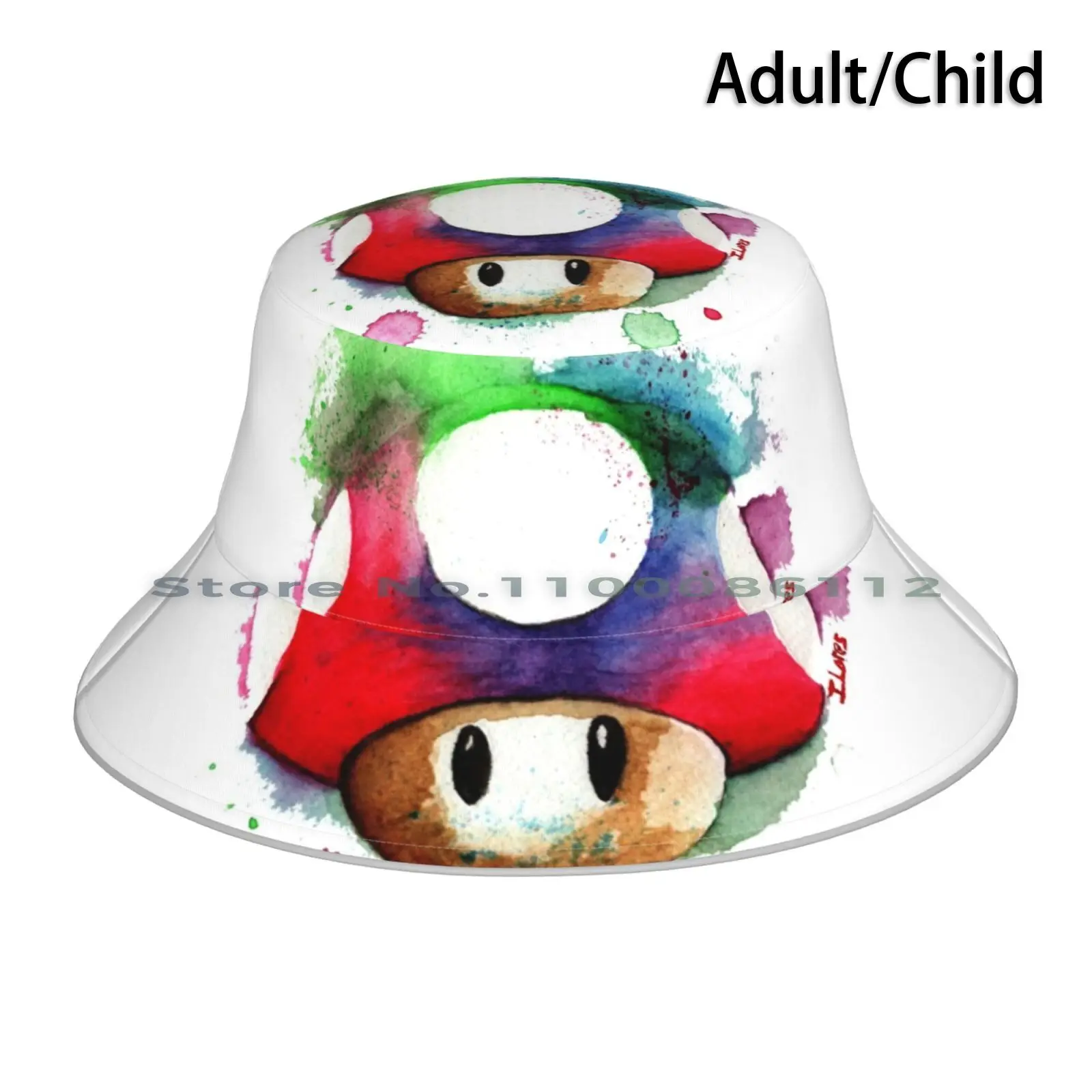 1 Up акварель гриб дизайн супермаркета Панама шляпа от солнца 1up гриб видеоигра Экстра жизни 1 жизнь видео игры супер Брос