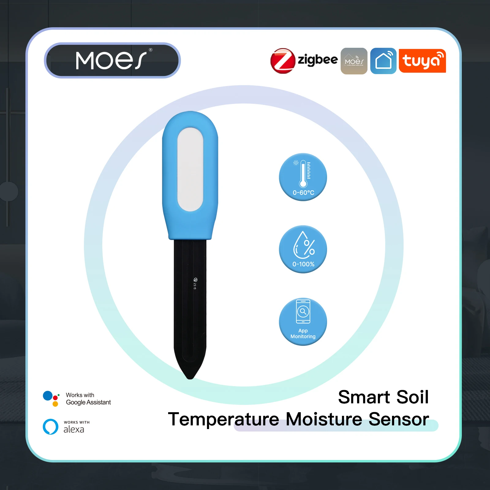 MOES Smart ZigBee Soil Temperature Meter Moisture Humidity Sensor Plant Monitor Detector Garden Automation Irrigation