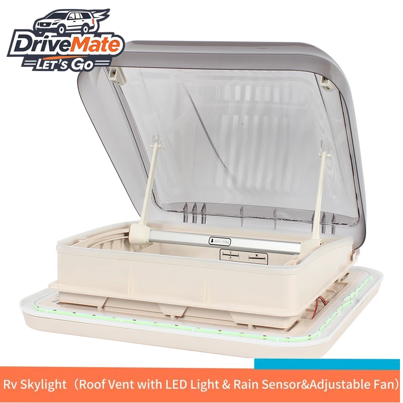 

400*400mm RV Roof Window with LED Blue Light & Double Glazing Top Skylight for Boats Yacht Caravan