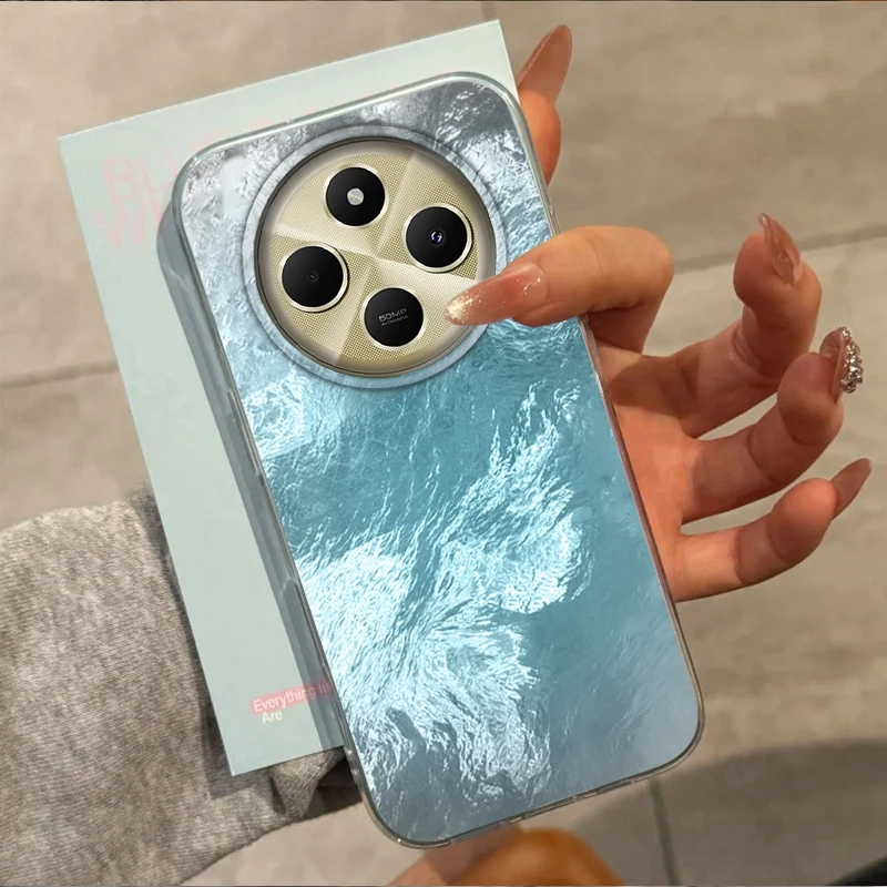 그라데이션 빙하 질감 소녀 여성용 샤오미 포코 X3 X5 M6 X6 X3 NFC M5s M6 Pro C61 충격 방지 폰 케이스
