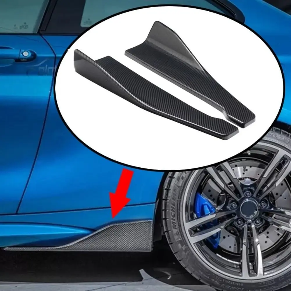 35/48cm Universal Fit Car Spoiler Lateral Bumper Rear Side Skirt Lip Rocker Wings Carbon Fiber Glossy Black Protection Trims view 3