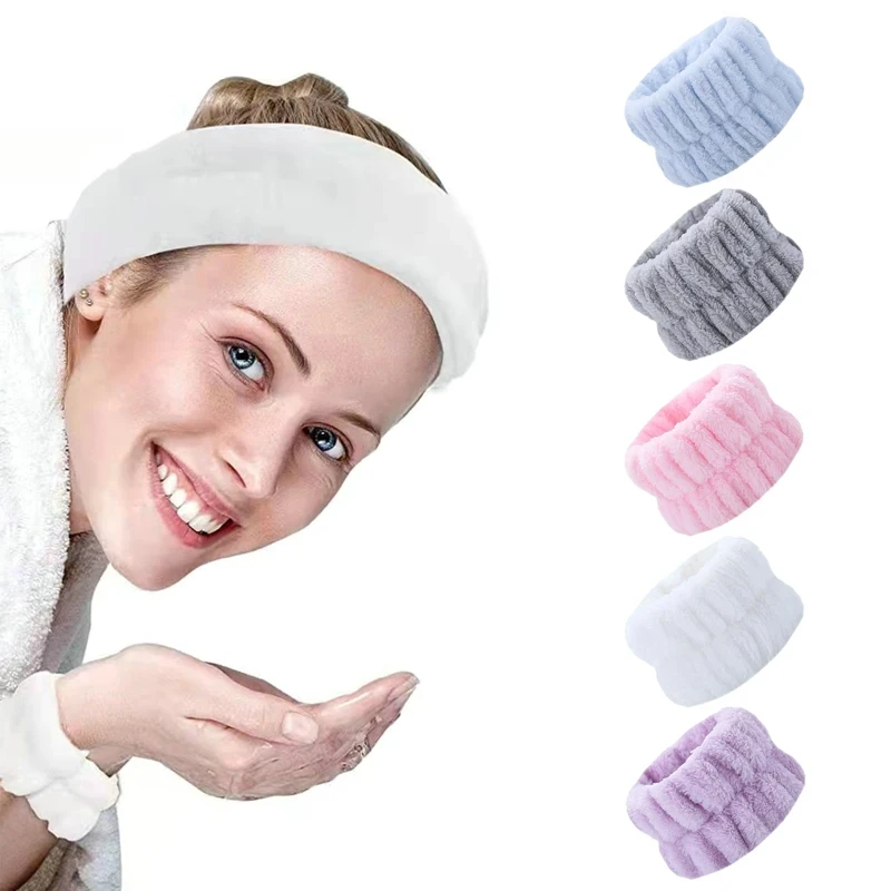 12Colors Face Wash Wristband Set Women's Headband Non-Slip Absorbent Makeup Facial Spa Yoga Hair Wrist Holder