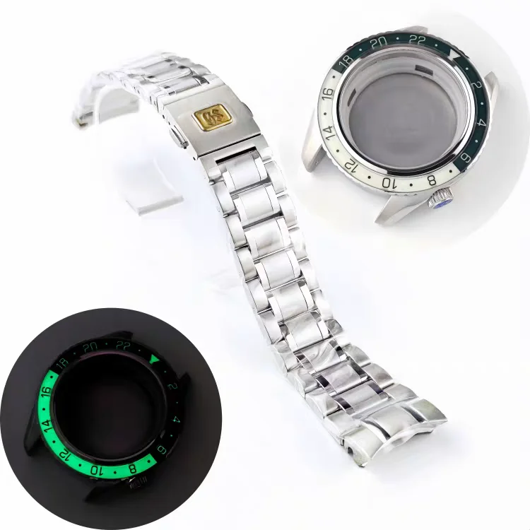 High-quality 44mm watch case NH34 watch case 21mm strap GMT luminous suitable for 32mm dial for Seiko mod for GS mod