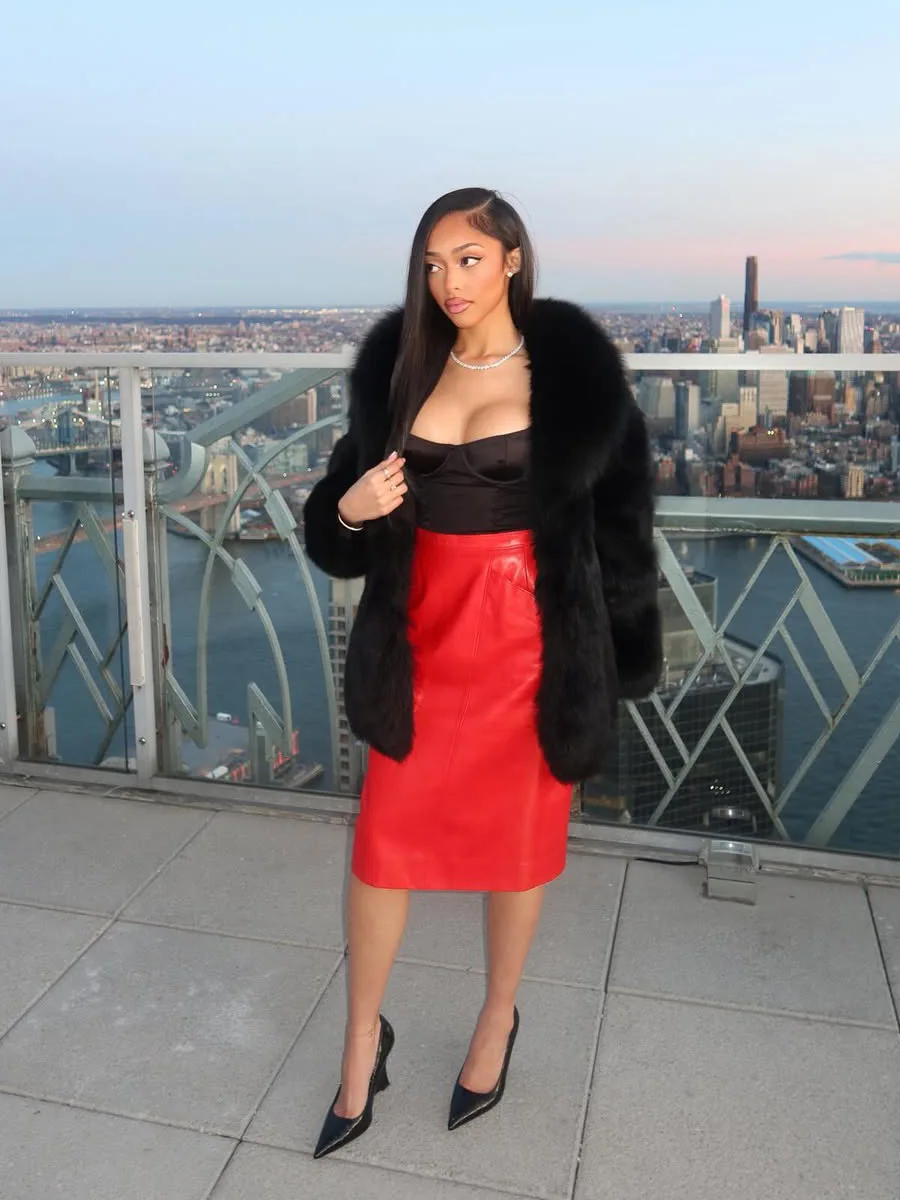 Winter Luxury Black Mid-length Faux Fur Jacket Coat Women Thick Warm Overcoat Soft Coat Female High Quality Fluffy Fur Jackets