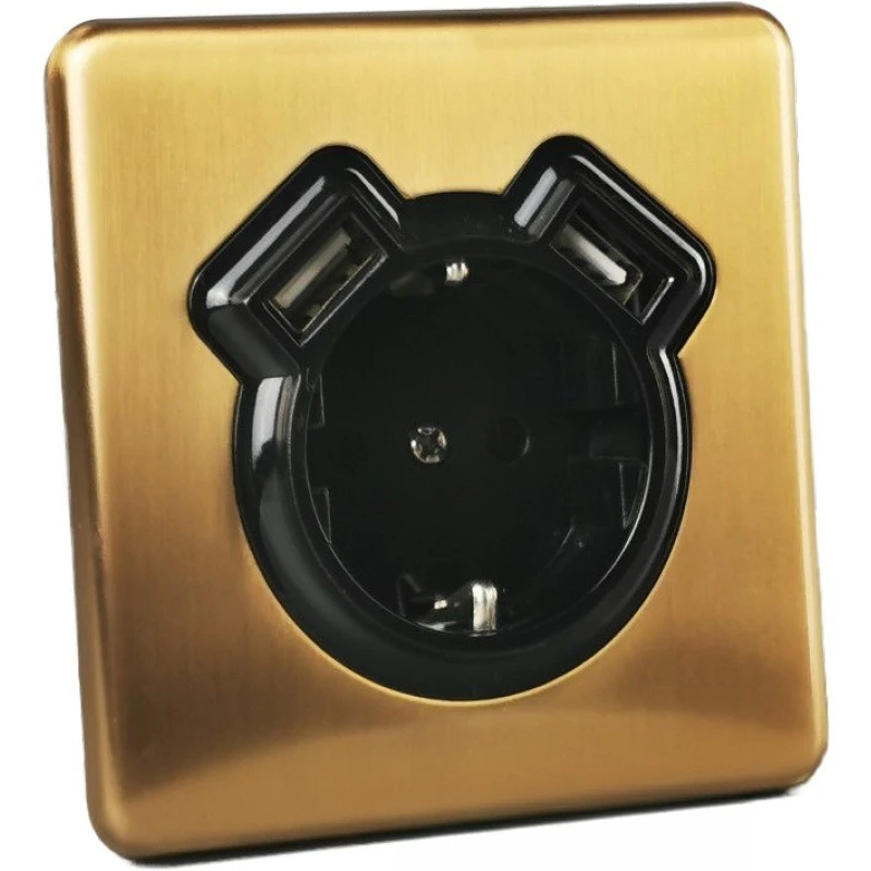 

Европейская розетка из нержавеющей стали, панель в стиле ретро, медь, европейский стандарт, 16 А, с двойной настенной немецкой розеткой USB