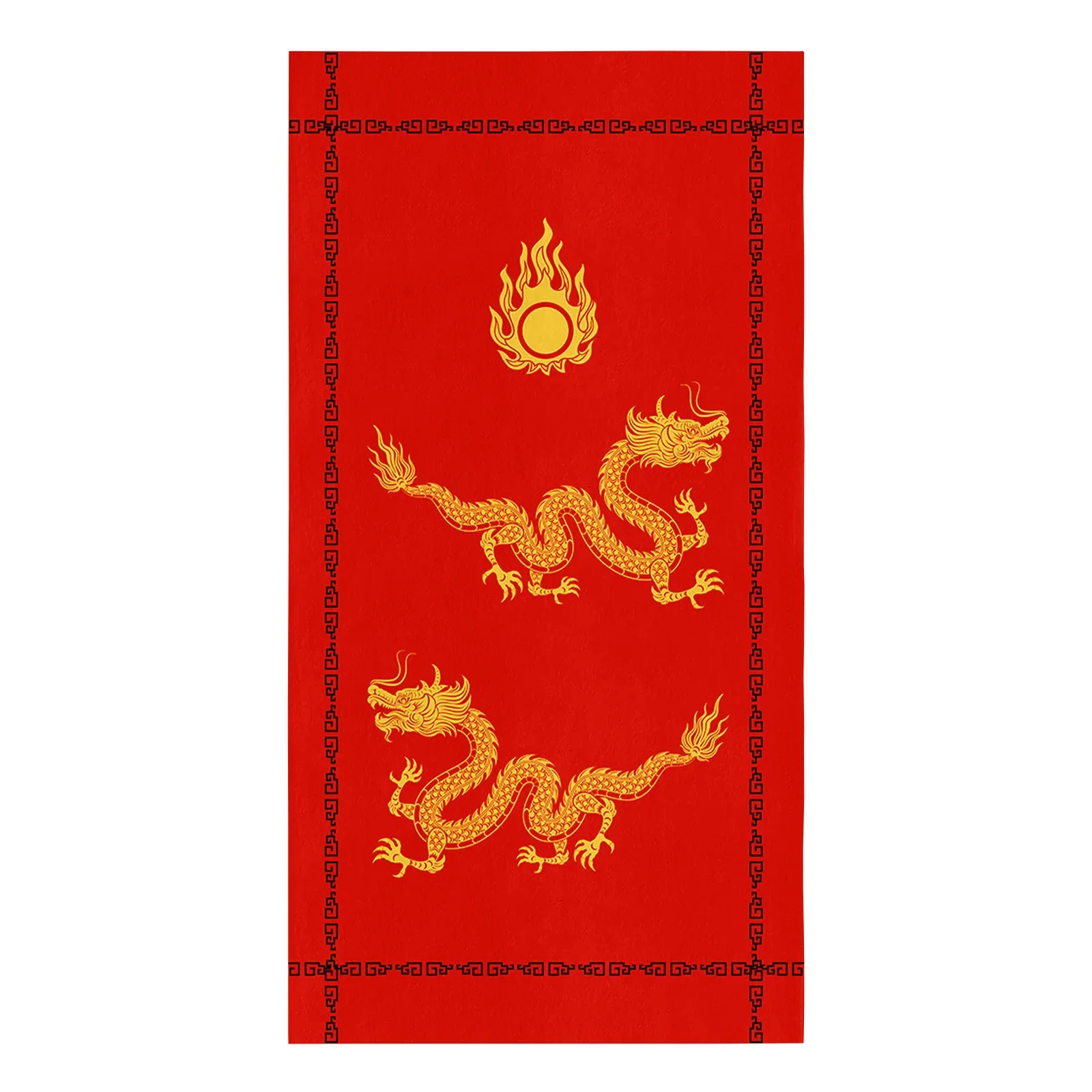 Dragon Red Background Kitchen Towel Absorbent Dish Cloth Tableware Towel for Kitchen Household Cleaning Tool