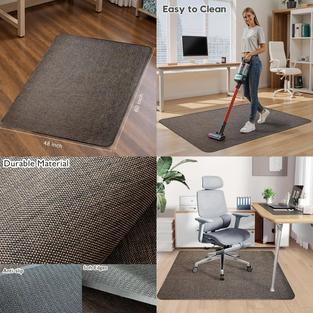 

Коврик для офисного стула для пола из твердой древесины и плитки, сверхпрочный коврик для компьютерного игрового кресла размером 48 x 60 дюймов для вращающихся стульев, не выгнутый, с защитой от порезов