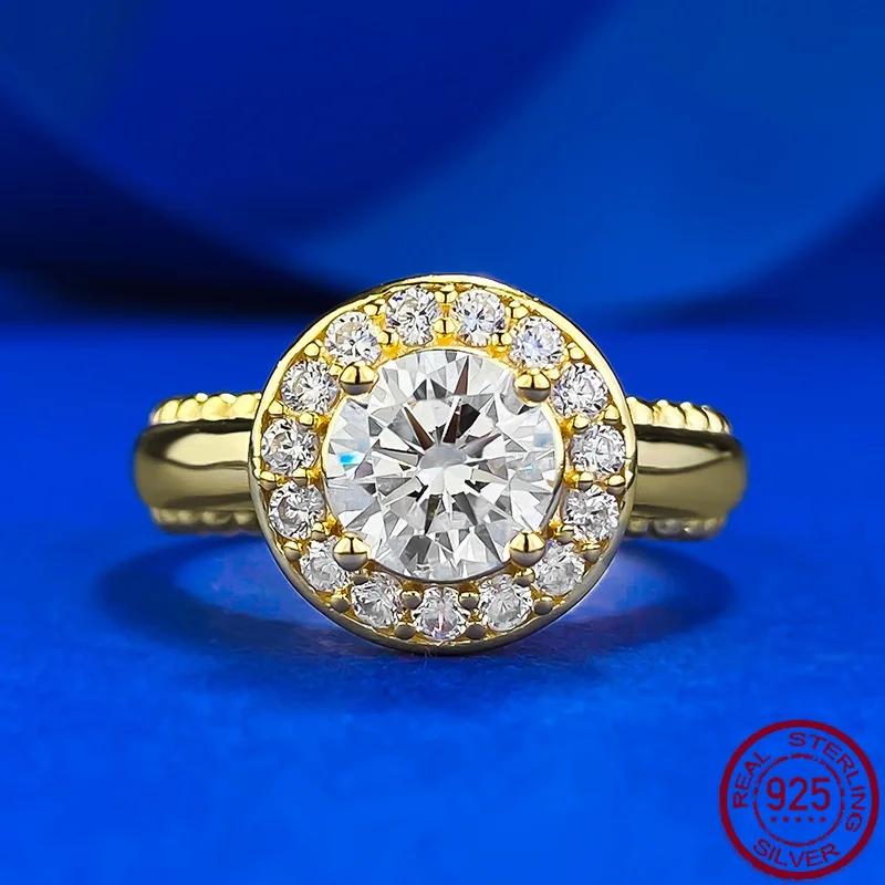 New Old Money Style S925 Silver One Carat Ring for Women, Light Luxury, High Luxury, Cold Ins Style Wedding Jewelry