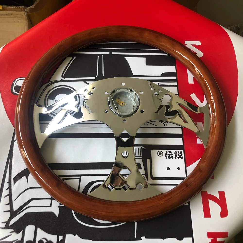 15Inch Classic Real Wood Nardi Steering Wheel Car Rally Racing JDM Nardi Steering Wheel Volantes For VW HONDA TOYOTA BMW Nissan