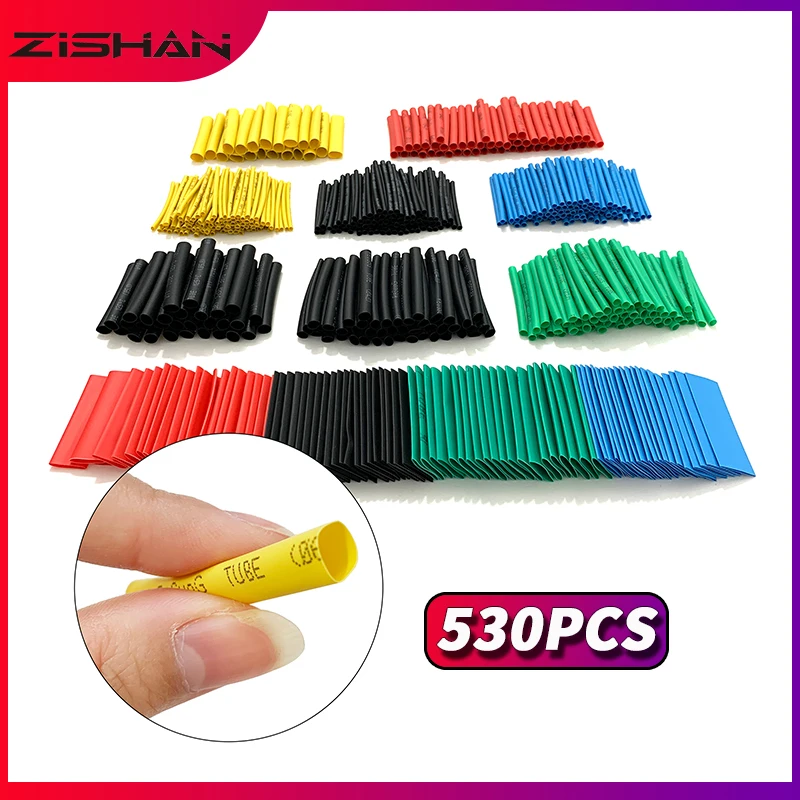 ZIShan 127-530pcsTube Thermoresistant Tubing Wrapping Kit Electrical Connection Wire Cable Insulation Sleeving Heat Shrink Tube