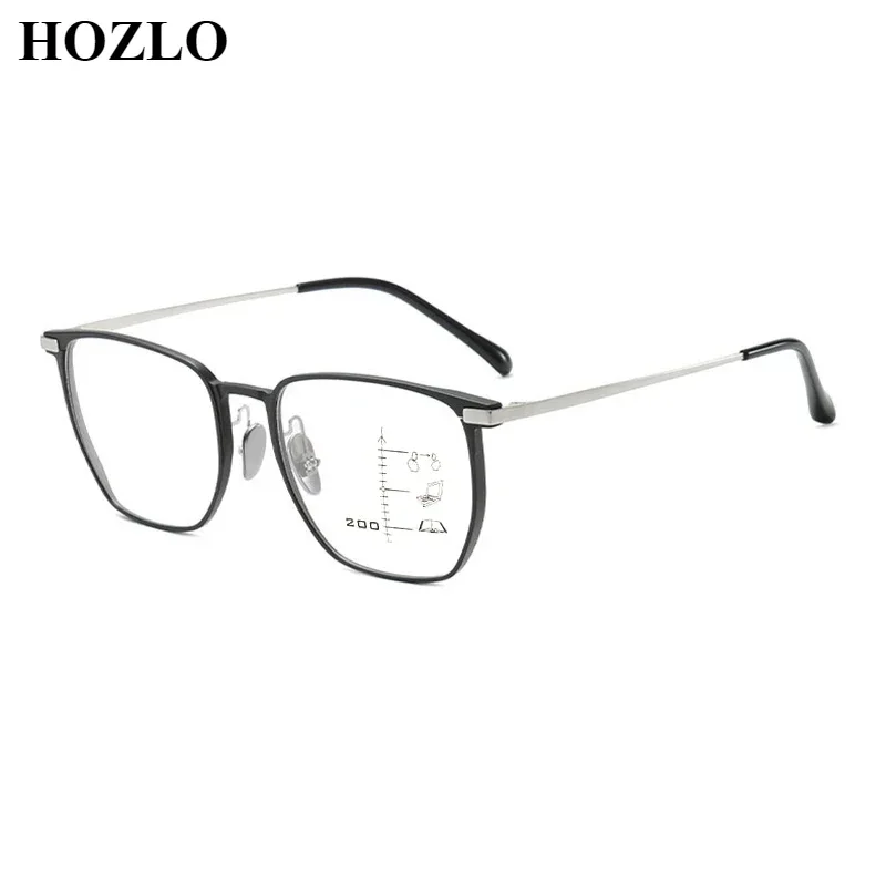 New Men Aluminum Magnesium Anti Blue Light Progressive Myopia Glasses Women Titanium Legs Nearsighted Spectacles Look Near Far