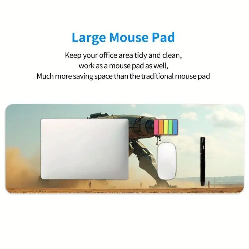 قطعة واحدة من لوحة ماوس الألعاب Sci-Fi Desert Walker - حصيرة سطح المكتب غير قابلة للانزلاق بطباعة عالية الدقة لألعاب الكمبيوتر الملحمية وإعداد مكتب المكتب. الكمال ش آر