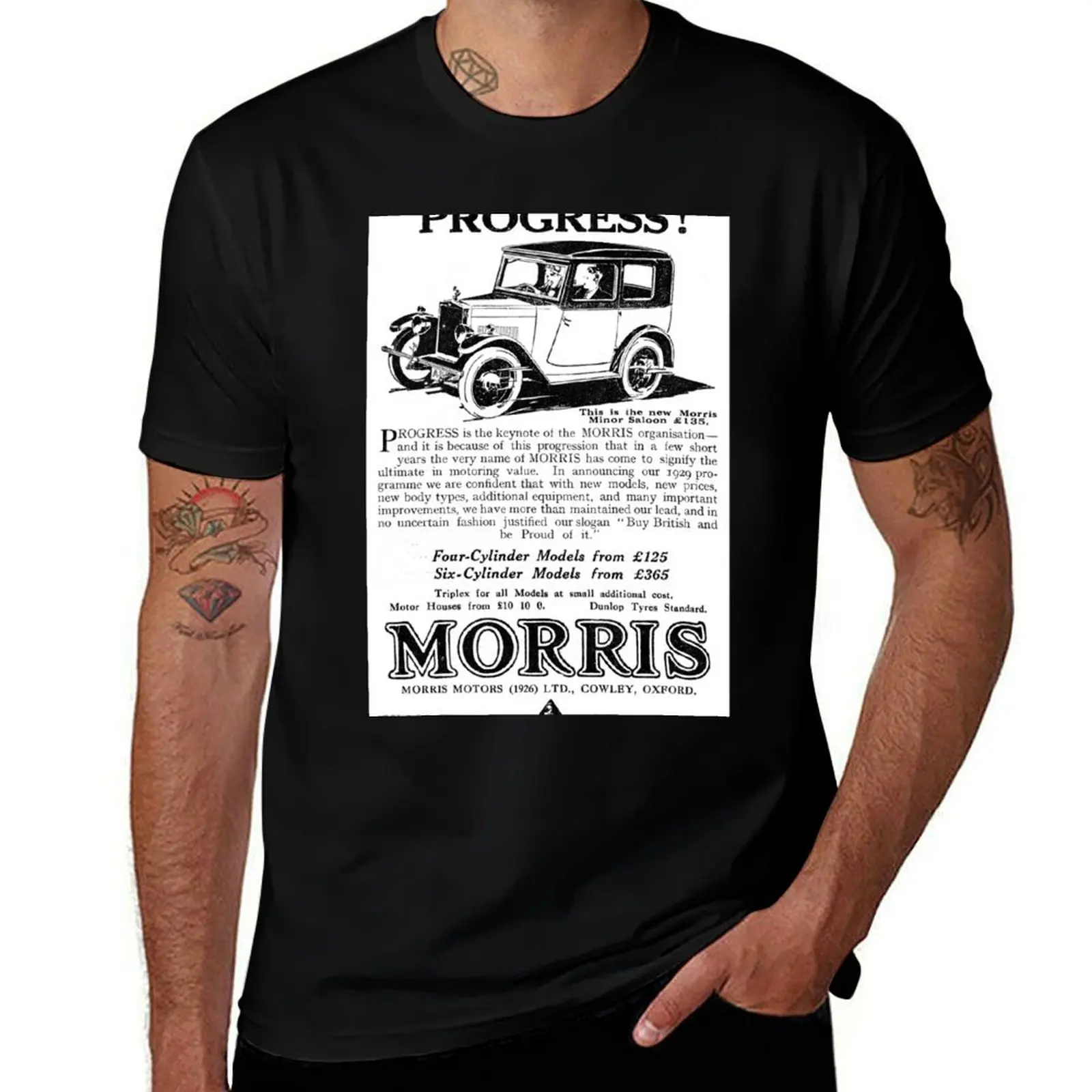 Morris Motors - Morris Minor Saloon - 1929 Vintage Advert T-Shirt korean fashion custom t shirt mens champion t shirts