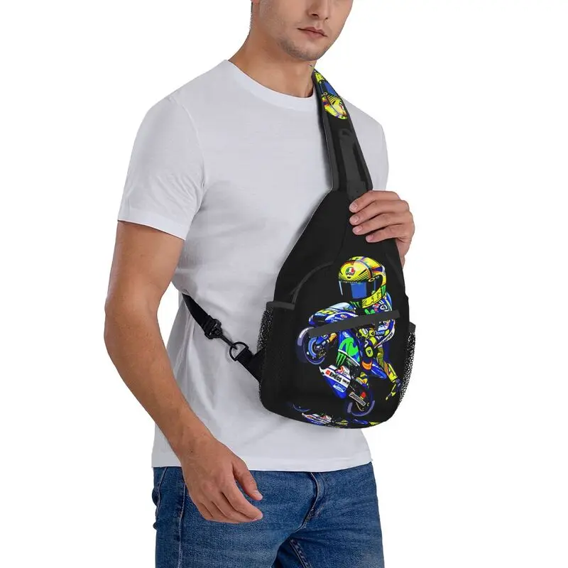 Moto-Gp Rossi Speed Racing Sling Chest Bag Customized Crossbody Shoulder Backpack for Men Cycling Camping Daypack