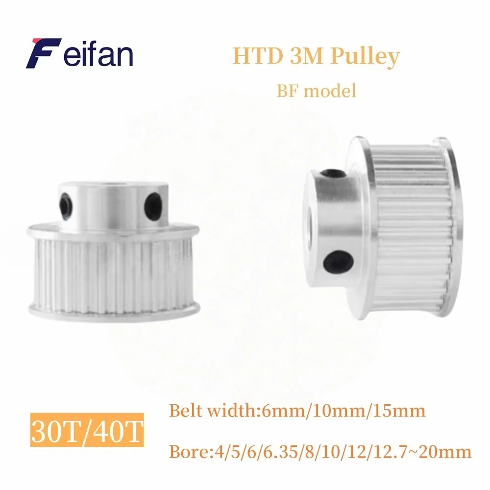 

HTD 3M BF Type 30 Tooth，40 Tooth Timing Belt Pulley Synchronous Wheel Aperture 4/5/6/6.35~20mm Suitable For Belt Width 6/10/15mm