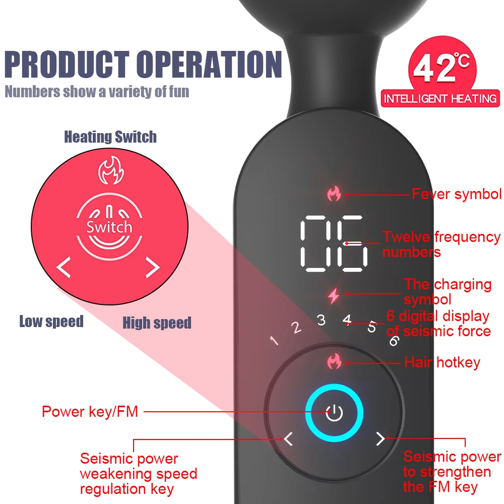 Clitoris AV Vibrator G Spot Smart Heating Magic Wand Masturbator 12 Modes 6 Speeds Female Private Orgasm Adult Sex Toy for Women