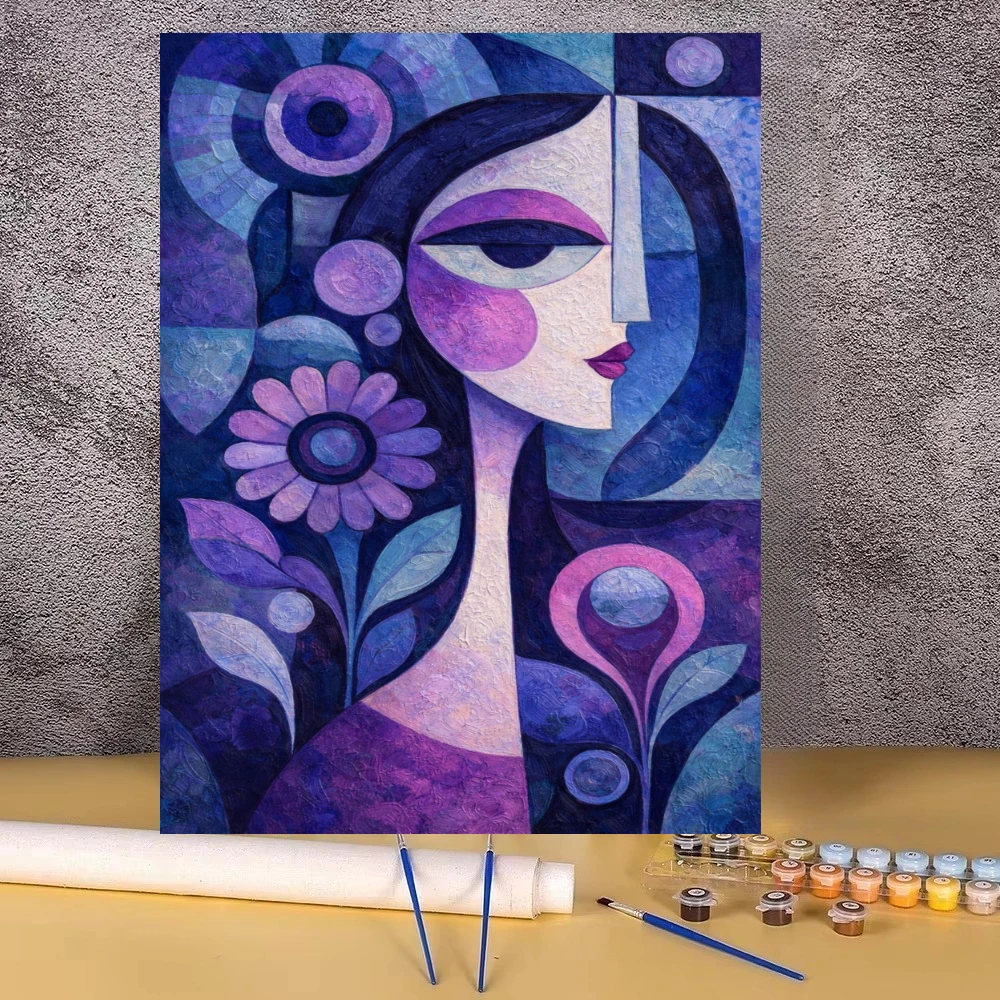 Cubism Abstract Woman Profile Oil Painting By Numbers Wall Decor for Living Room Bedroom Home Decor Gift No Frame