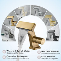 Waterfall Bathroom Sink Faucet  Hot Cold Dual Control Brass Vanity Basin Tap for Deck Installation Basin Faucet Crane Mixer Taps