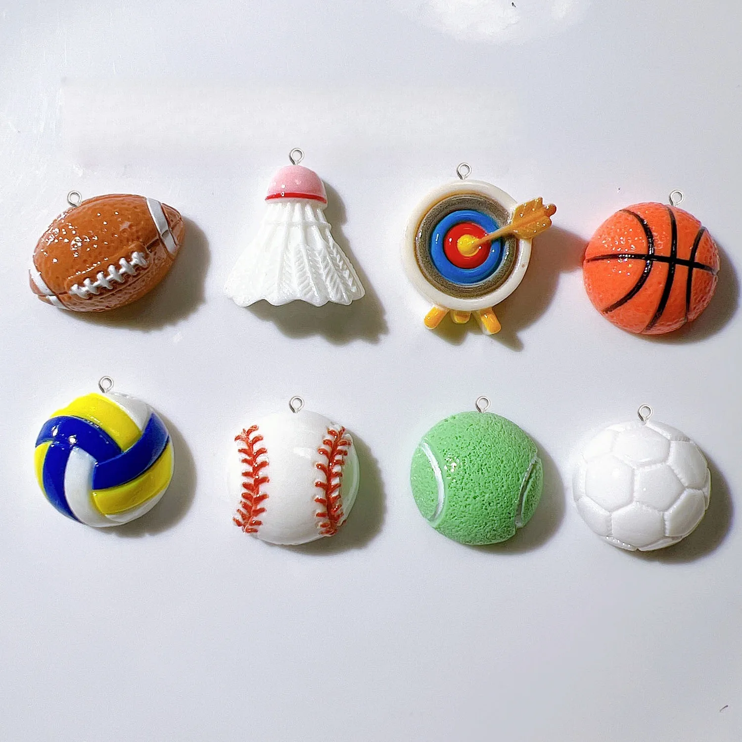 10Pcs Kawai Sports Ball Resin Pendants Charms DIY Earring Bracelet Necklace Jewelry Making Keychain Decor Crafts Accessories