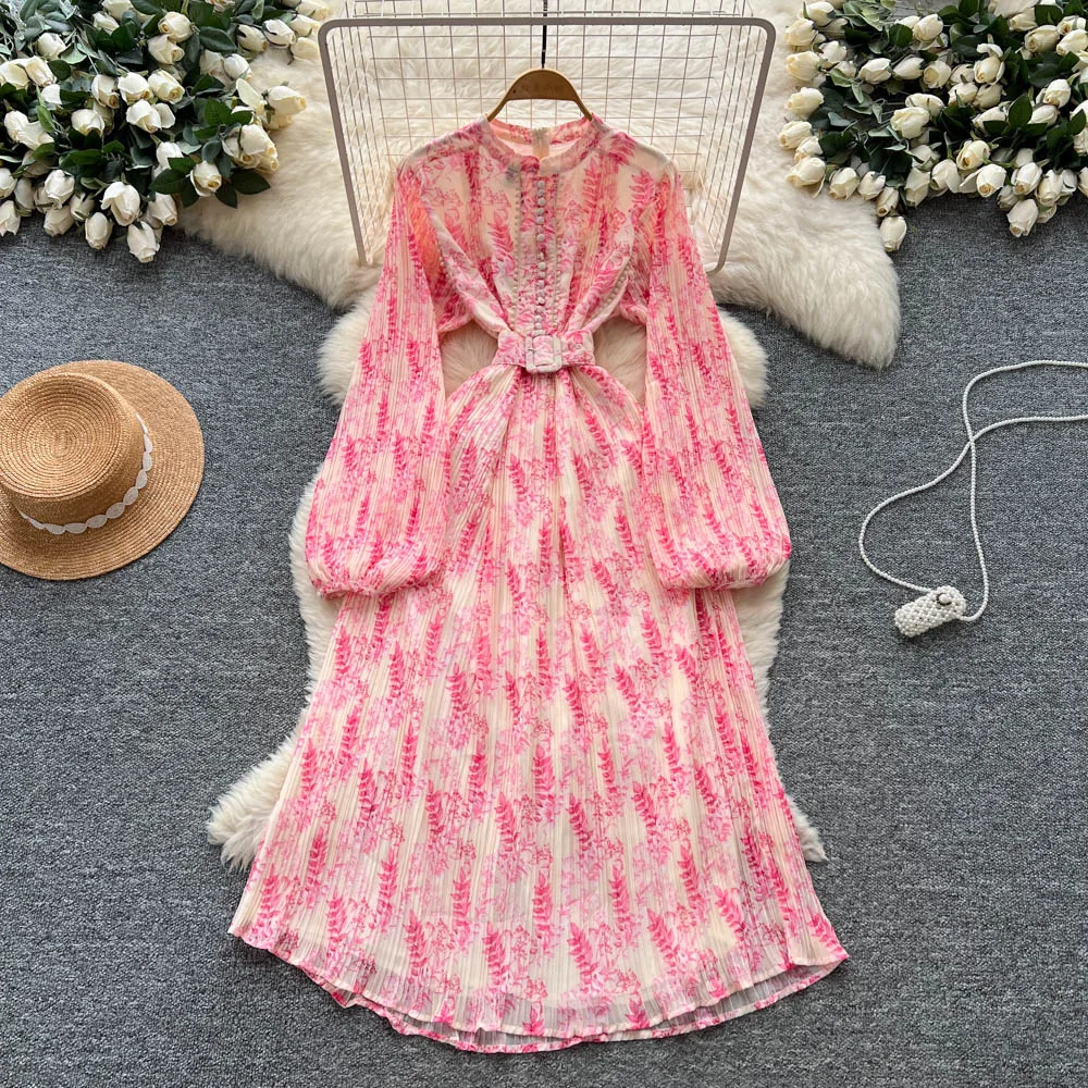 

Long Dress Women Dresses A Line Vestidos High Waist Y2k Streetwear Round Neck Puff Sleeve Print Elegant Splice Party Night Work