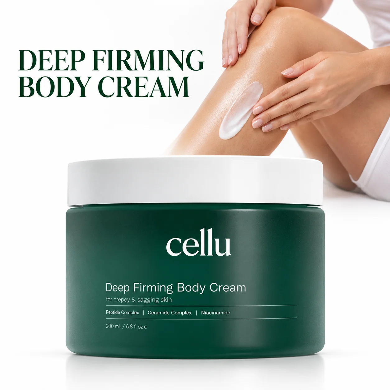 Crepey Skin Firming Body Cream with Peptides Ceramides Niacinamide and Hyaluronic Acid for Neck Chest Arm and Thigh Care