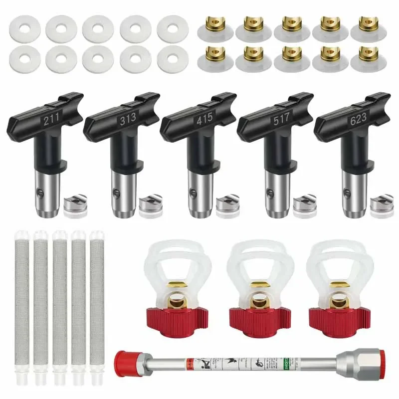 Airless Paint Sprayer Gun 34Pcs Accessory Set Equipped with Extension Rods,Gaskets ,Spray Tips, Nozzle Seats ,Spray Gun Filters