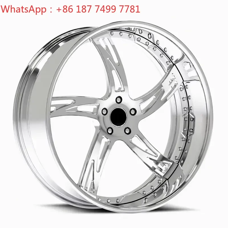 Custom 2-Piece Deep Lip 18 19 20 21 22 23 24 Polished Forged Wheels 6061-T6 Alloy 5x112 5x120 5x130 Car Rims for Luxury