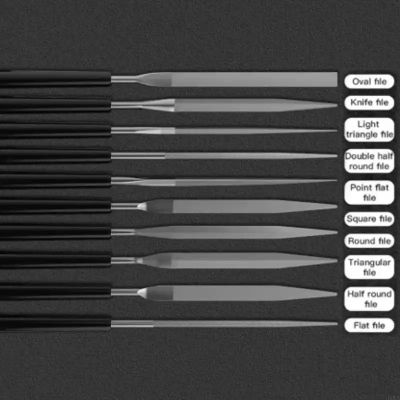 10pcs Metal Needle File Set for Wood and Metal Polishing with Steel Construction Detailed Metalwork and Stone Crafting