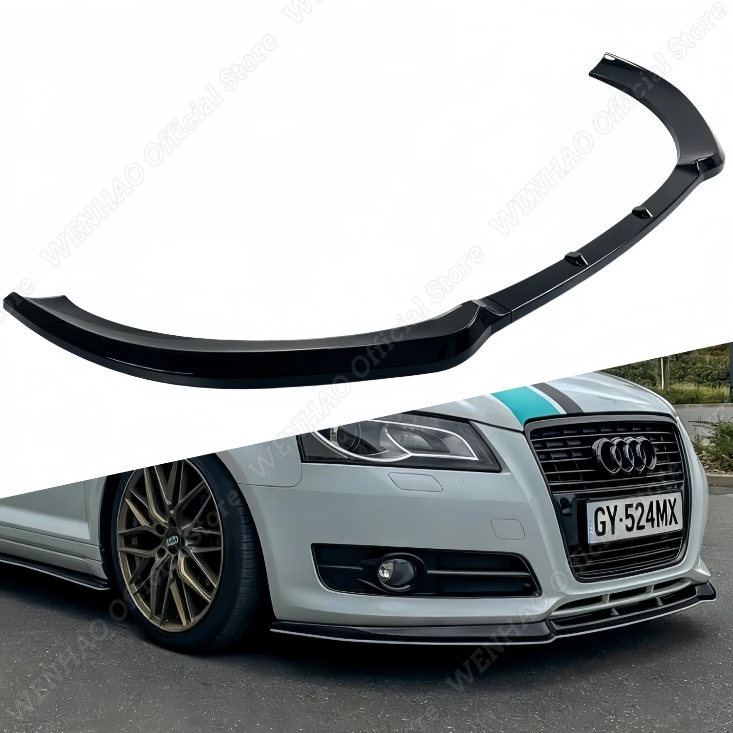 Gloss Black ABS Front Bumper Lip Splitter For Audi A3 8P Facelift 2008-2013 Standard Version Guard Cover Body Kits Trim Tuning