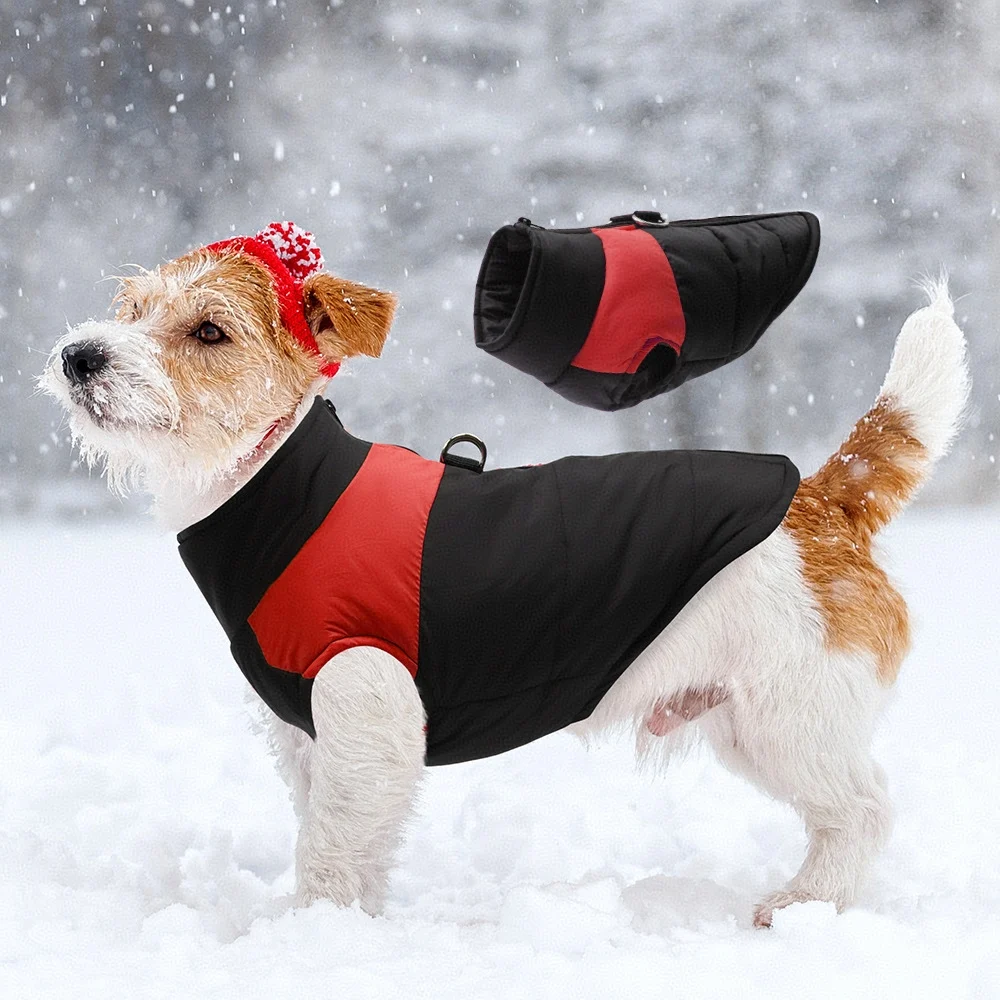 

Пальто для собак для маленьких собак Водонепроницаемая зимняя куртка для собак со встроенным шлейфом для щенков Пальто для холодной погоды Светоотражающий жилет на молнии
