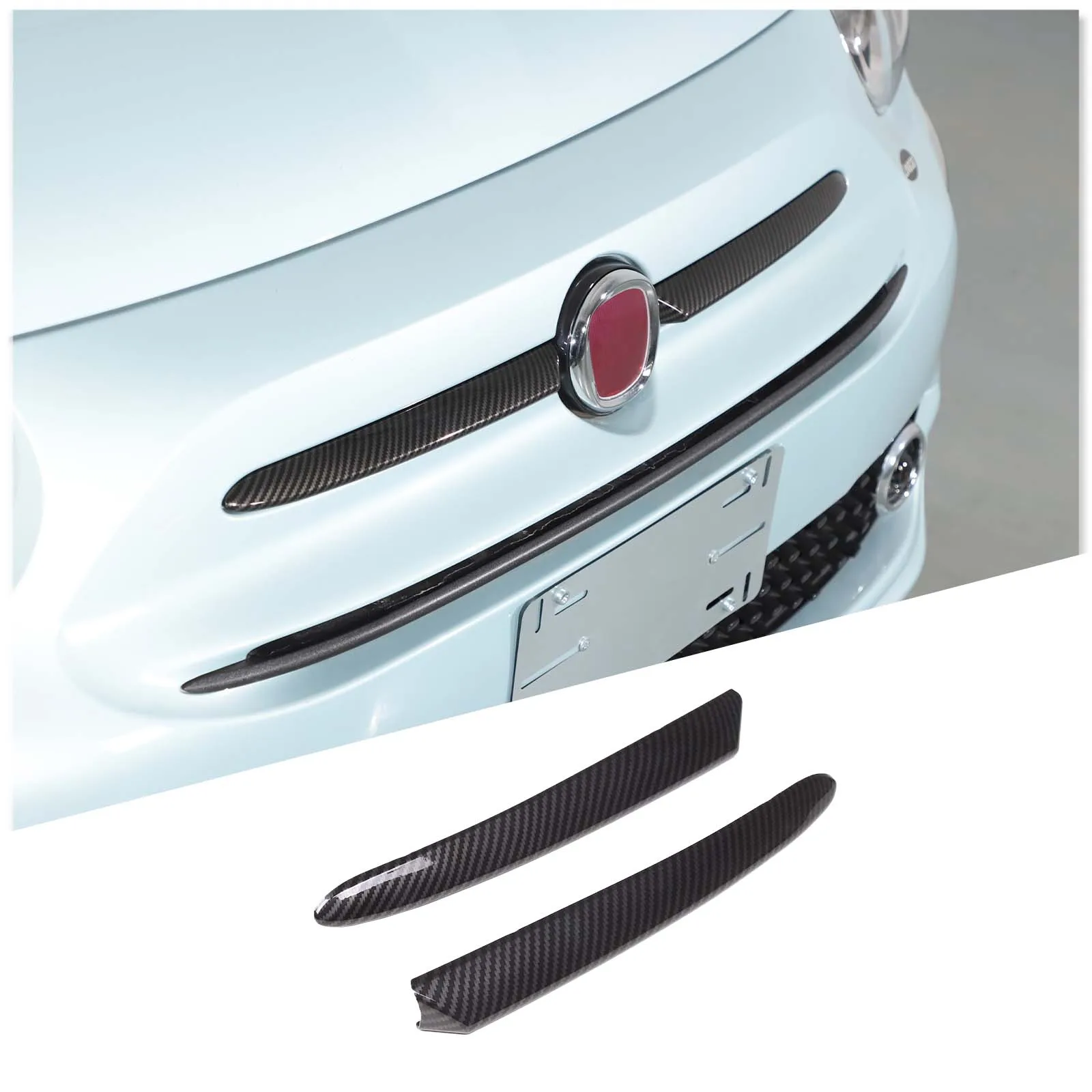 ABS Carbon Fiber Car Front Emblem Badge Logo Side Decorative Strips Trim Stickers For Fiat 500 2016-2024 Exterior Accessories