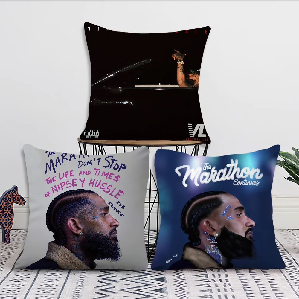 Rapper N-Nipsey H-Hussle cushion cover Living Room Accent Couch Back Support Square Lounge Restful Nap Companion Pillow Case