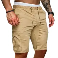 Pantalones cortos informales para hombre, pantalones cortos Cargo de verano para gimnasio, deporte, correr, entrenamiento, pantalones Cargo, pantalones para correr, pantalones cortos sólidos con cordón para correr para hombre