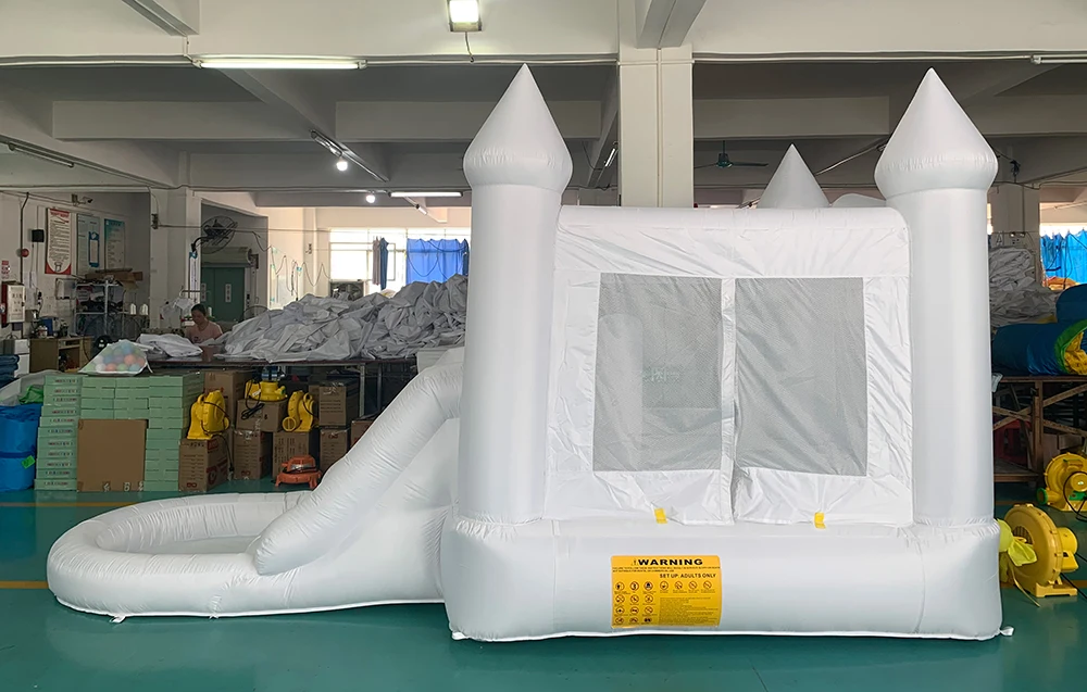 Castillo inflable para saltar, casa de rebote blanca de 5x2,4x3M para niños, casa hinchable blanca para niños con tobogán, juguete para exteriores