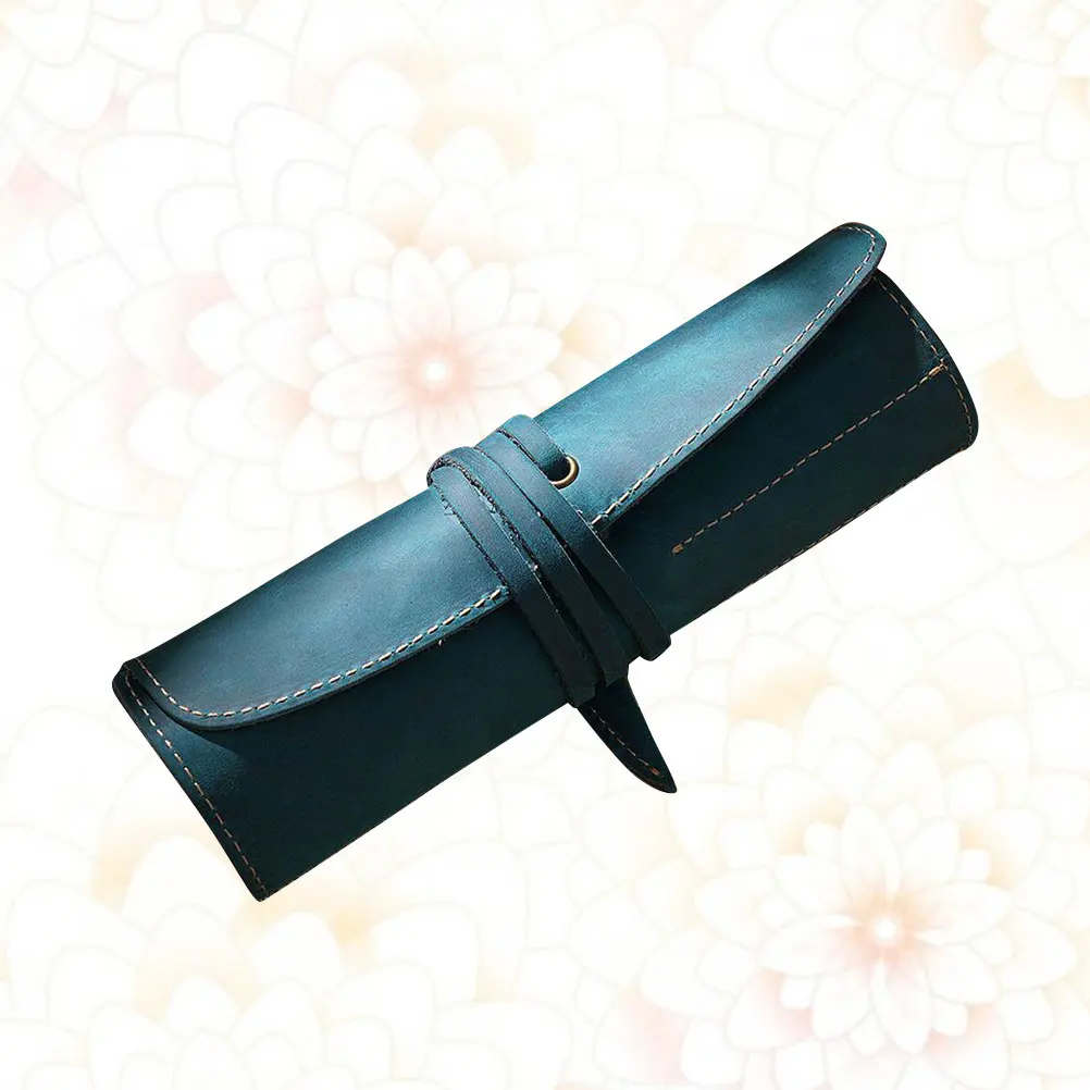 레트로 빈티지 롤 올리브 그린 펜 파우치 수제 펜 케이스 홀더 만년필 볼펜