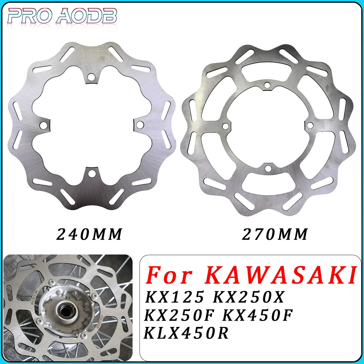 

270mm 240mm Motorcycle parts Front Rear Brake Disc Rotor Disk For Kawasaki KX125 KX250 KX250F KX450F KLX450R 2006-2021 Motocross