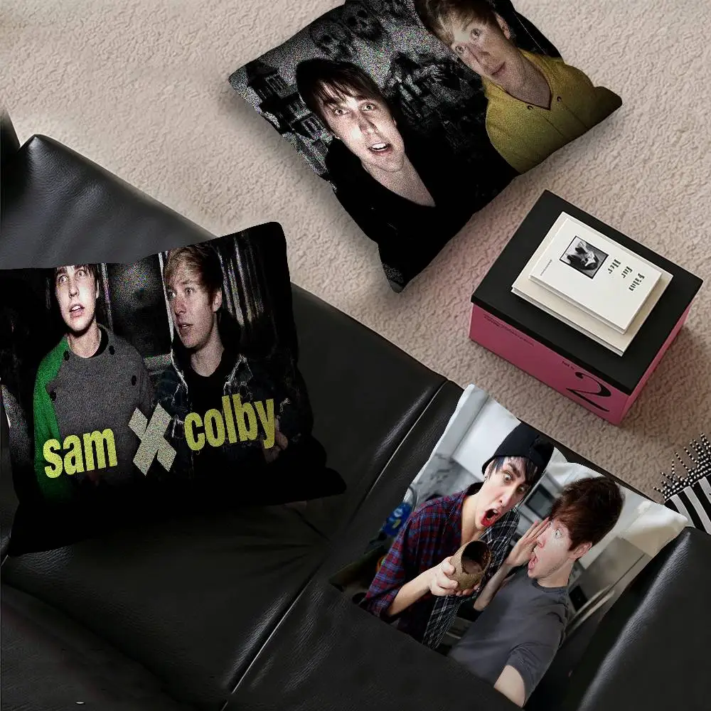 S-Sam And Colby XPLR Pillow Covers Cartoon Sofa Decorative Home Double-sided Printing Short Plush Cute Cushion Cover
