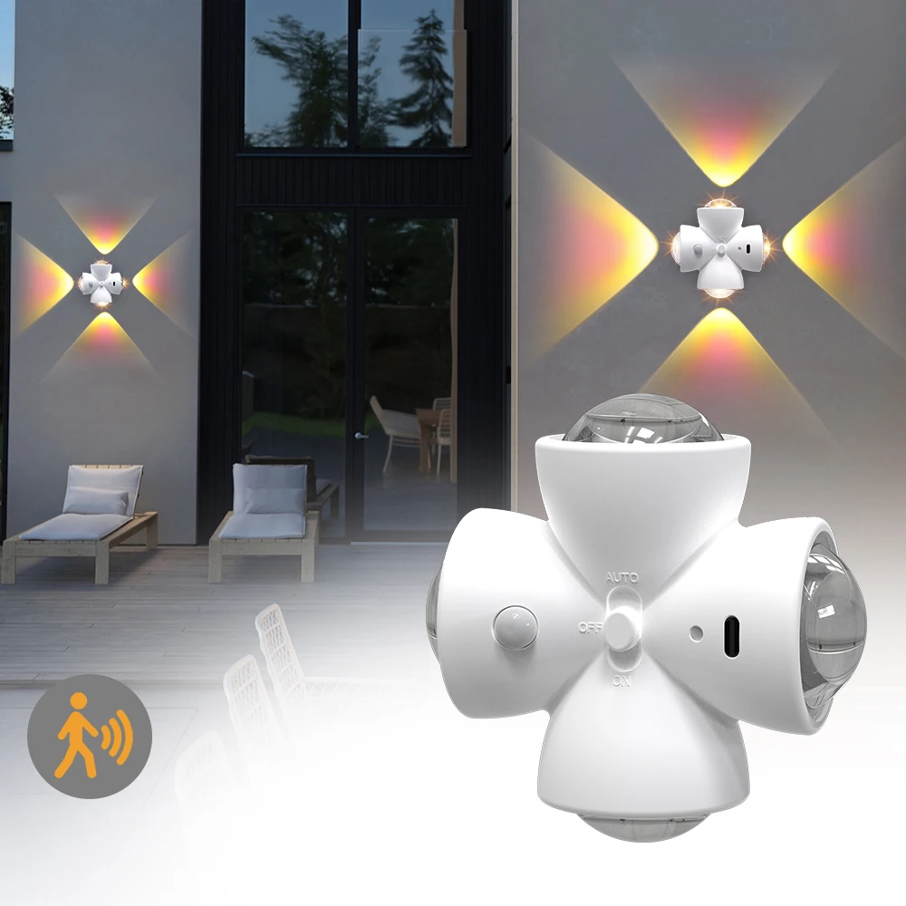 

1-4PCS RGB LED Night Lights with Motion Sensor Wall Lamp Rechargeable Ambient Light Dimmable Indoor Light for Bedroom Porch Step