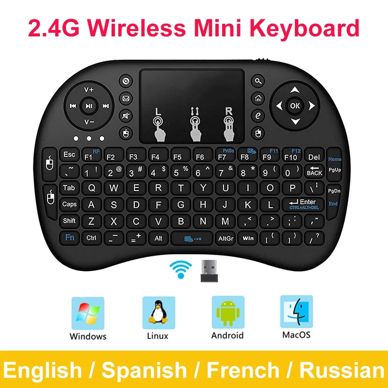 2.4G Wireless Mini Keyboard With Touchpad for PC Laptop I8 Portable Remote Control for Smart TV Android TV Box Raspberry Pi