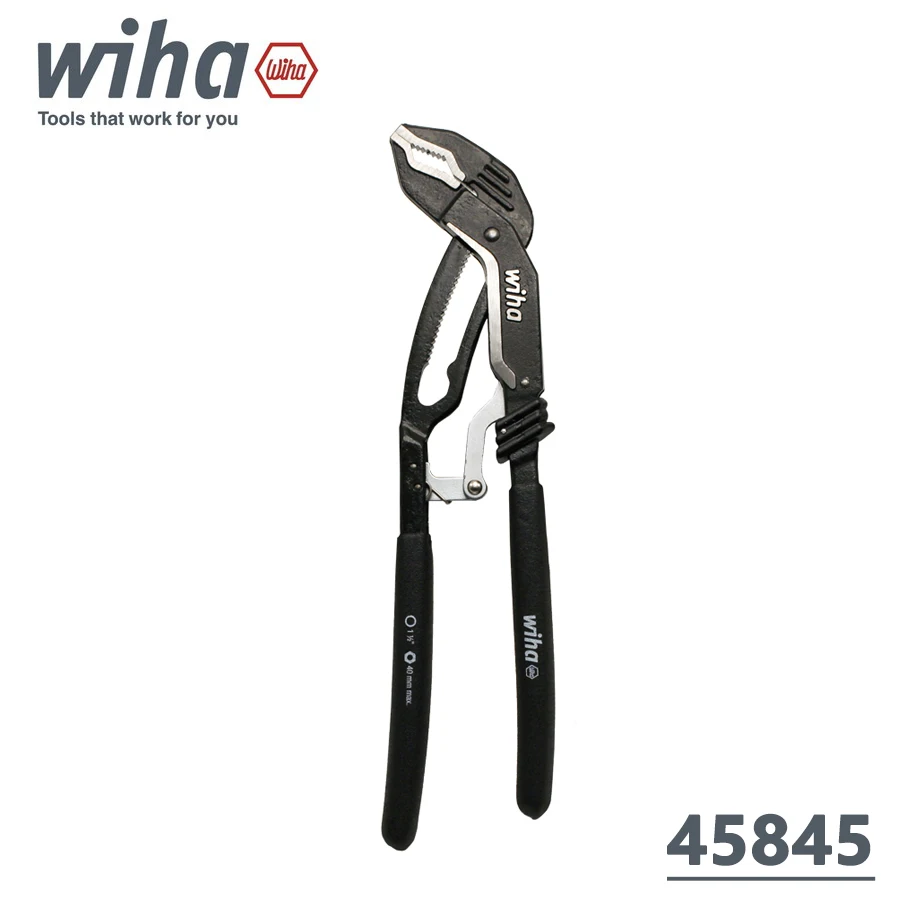 

Wiha 45845 Adjustable Water Pump Pliers with 10 Inches Ratcheting Push Button and Comfort Grips Adjustable Pipe Plier