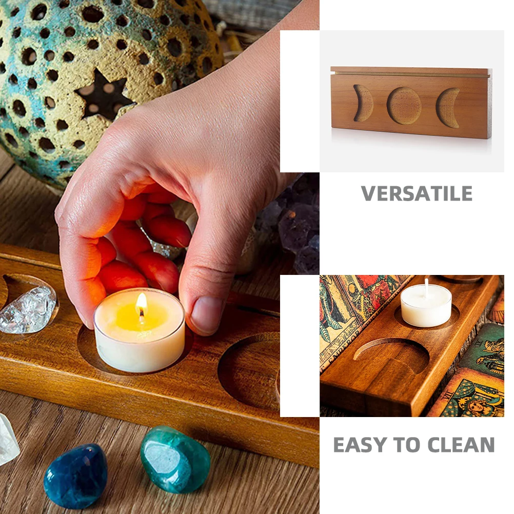 

Wooden Tarot Card Holder Stand Crystal Storage Display Altar Decoration Tealight Holder Wood Craft Household Ceremony